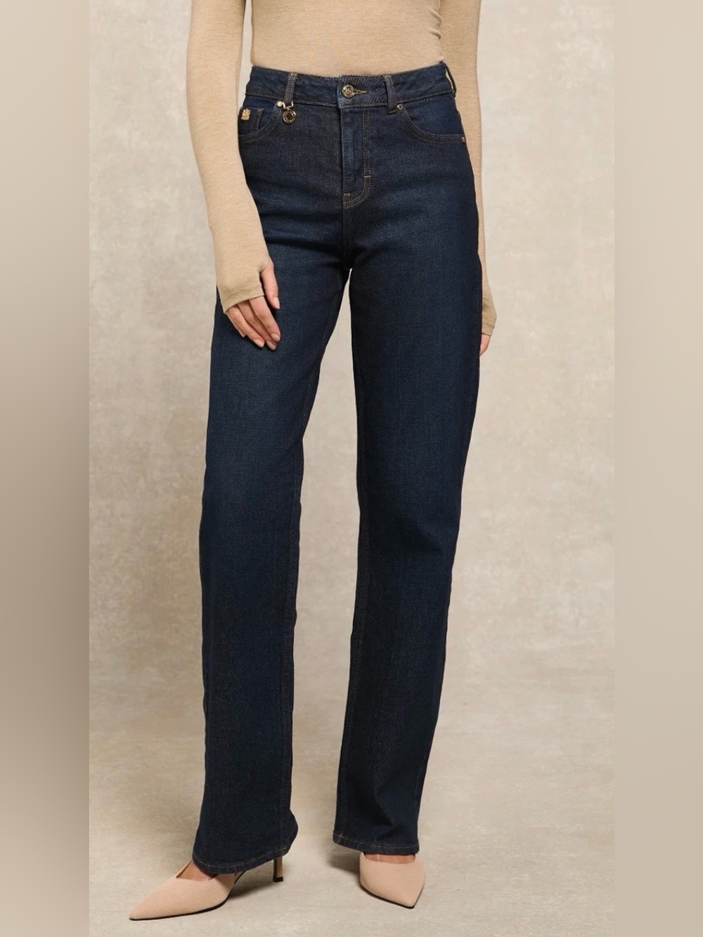 Holland cooper straight leg jeans size UK 12R US 8R designer dark wash